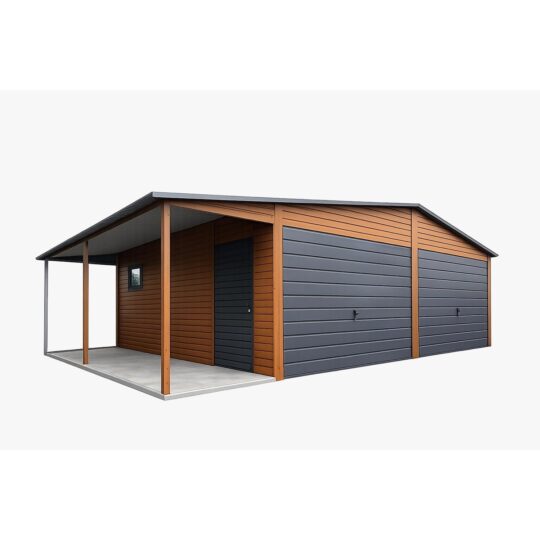 Garaż Premium  6x6 złoty dąb + wiata